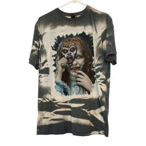 The Exorcist Horror Graphic Shirt Gray Bleach Dye Gildan Large Fan Art Creepy